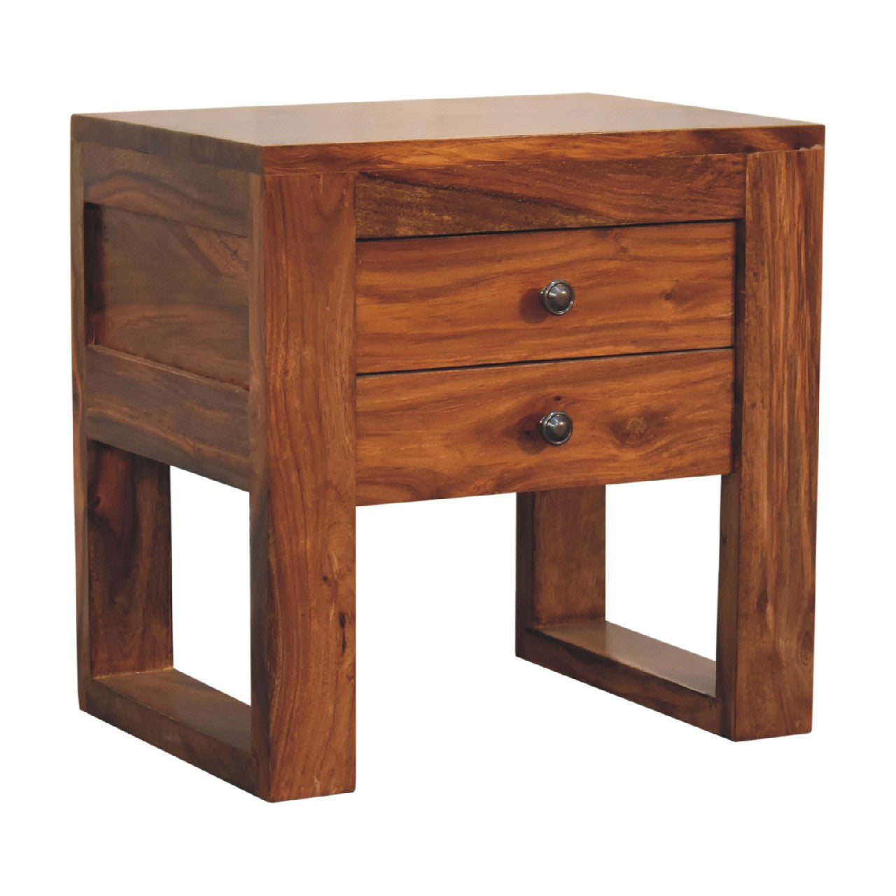 Levzu Square Honey Finish Bedside Table - Image 2