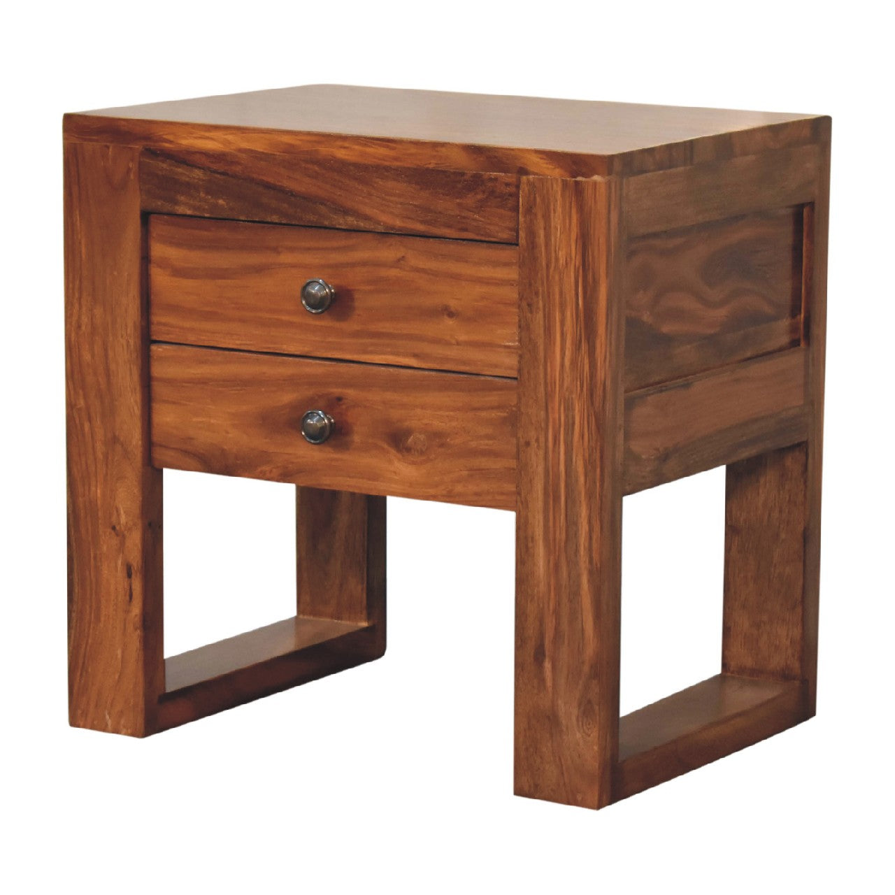 Levzu Square Honey Finish Bedside Table - Image 3