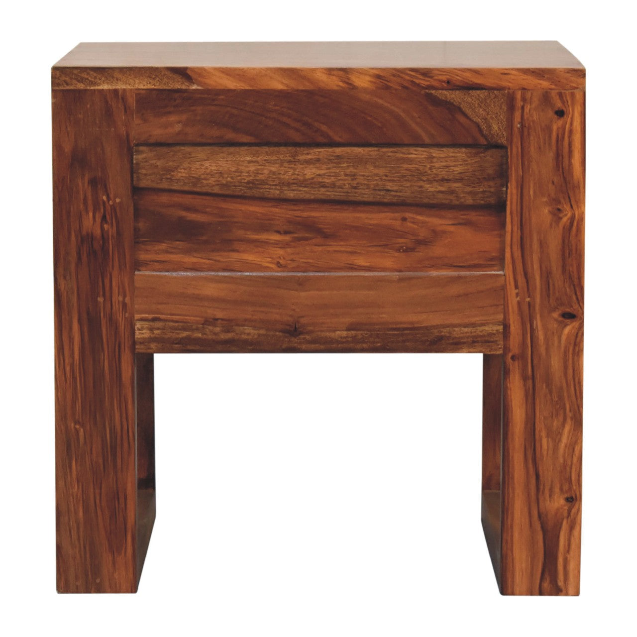 Levzu Square Honey Finish Bedside Table - Image 9