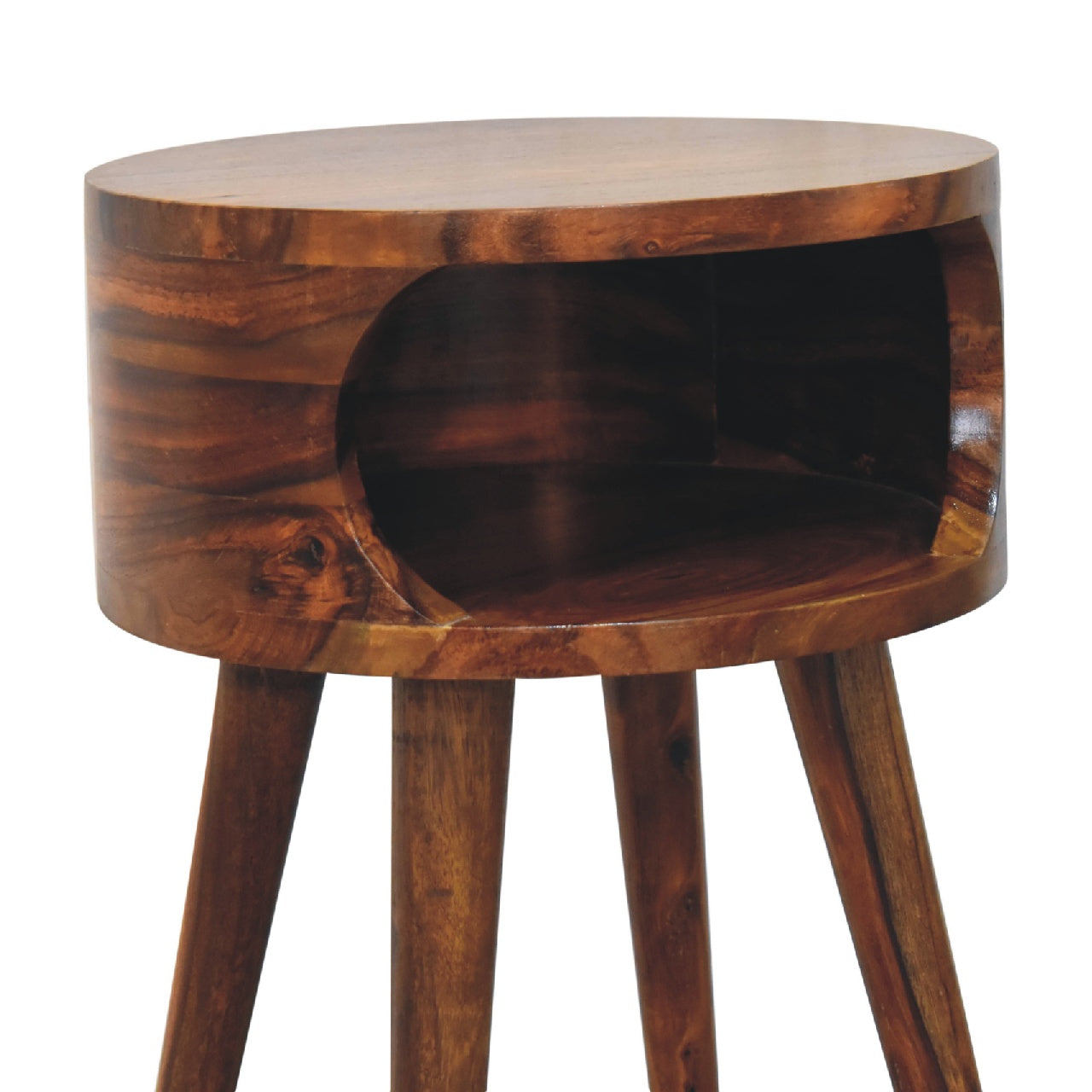 Levzu Open Honey Wood Bedside Table - Image 4