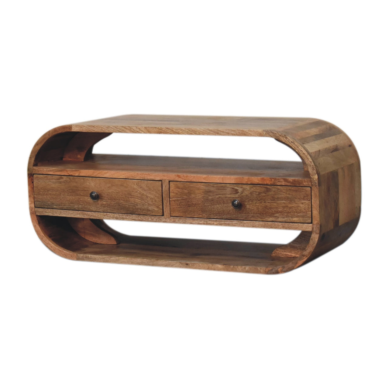 Levzu Curved Chestnut TV Stand - Image 2