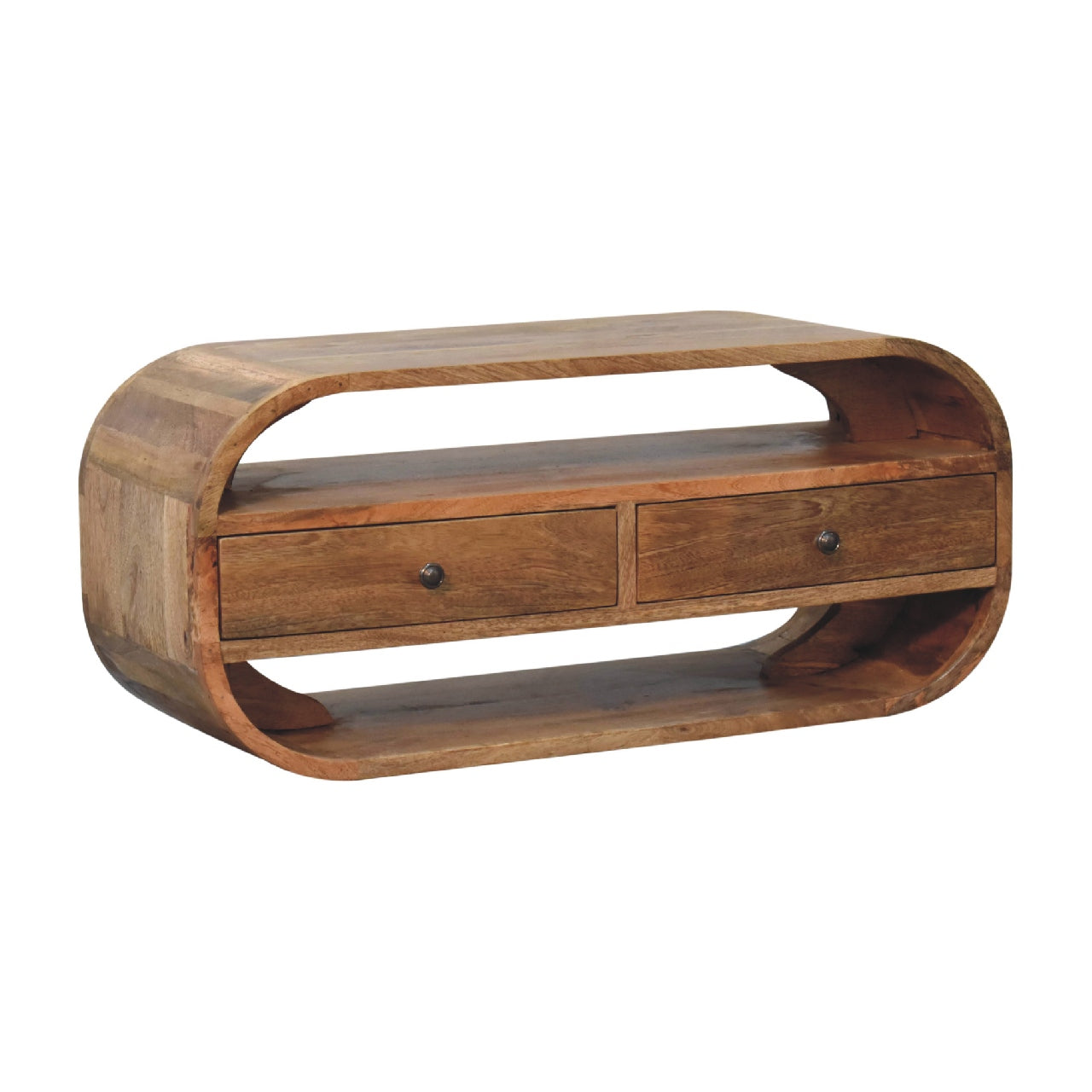 Levzu Curved Chestnut TV Stand - Image 3