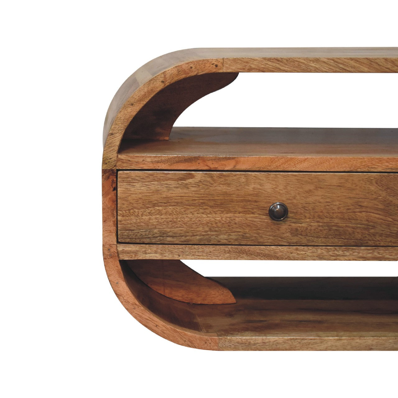 Levzu Curved Chestnut TV Stand - Image 4