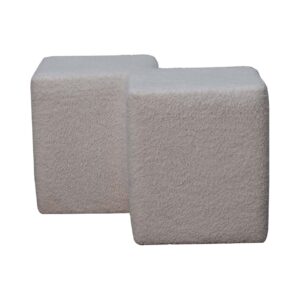 Levzu White Boucle Twin Footstool