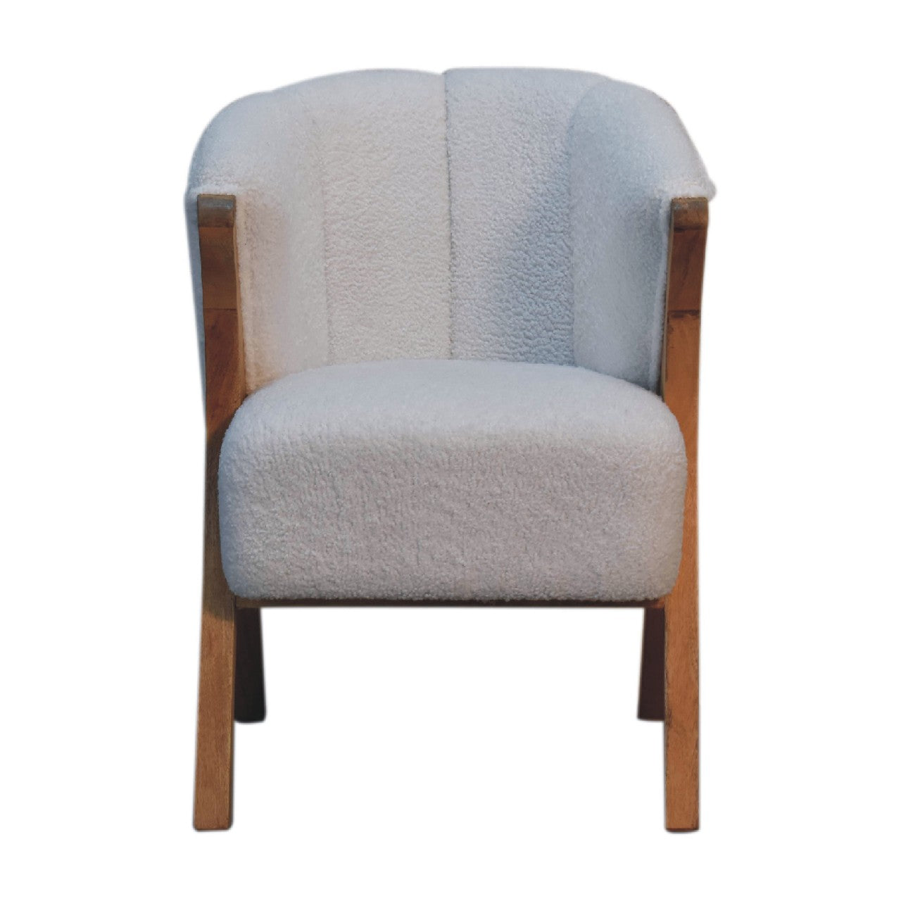Levzu White Boucle Chair