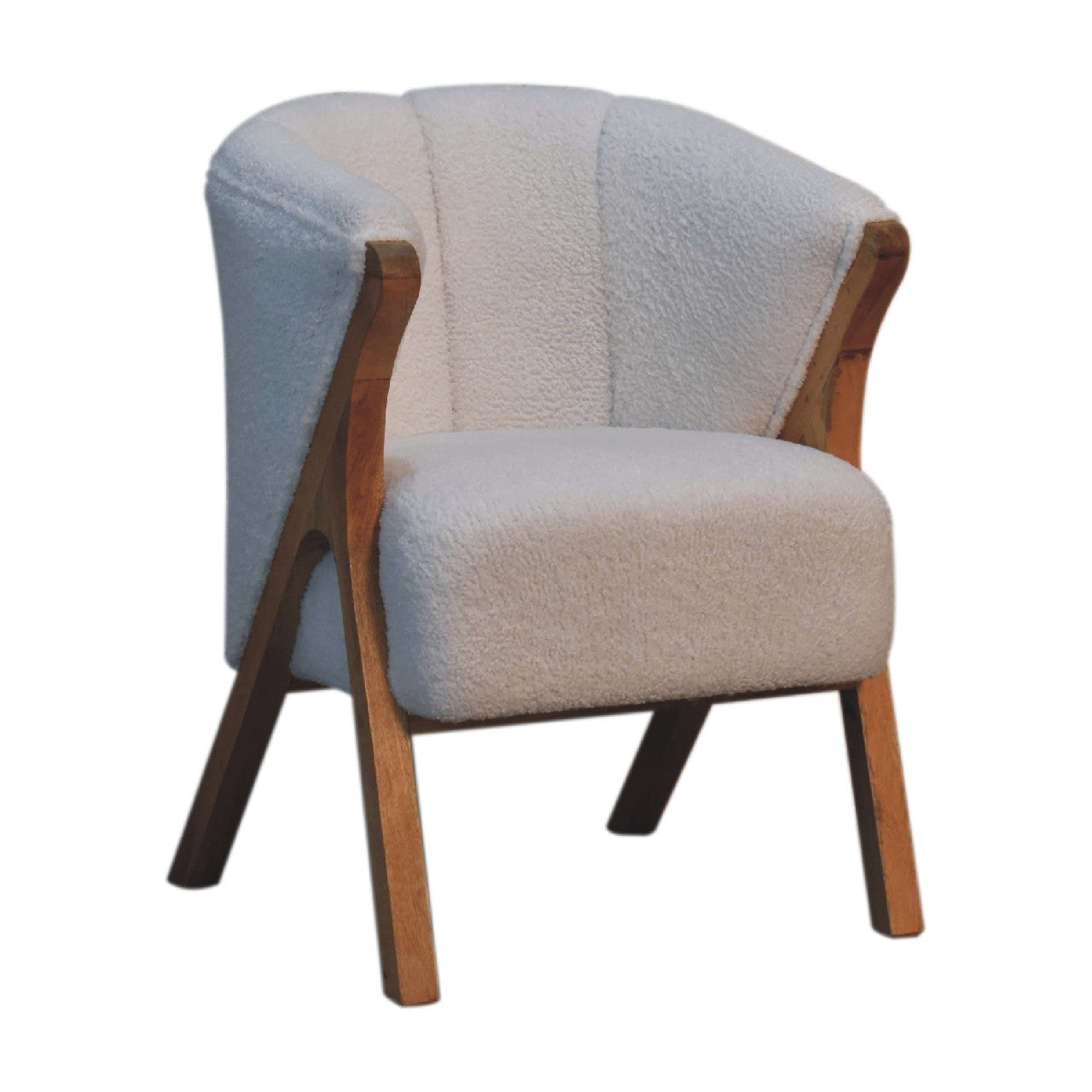 Levzu White Boucle Chair - Image 2