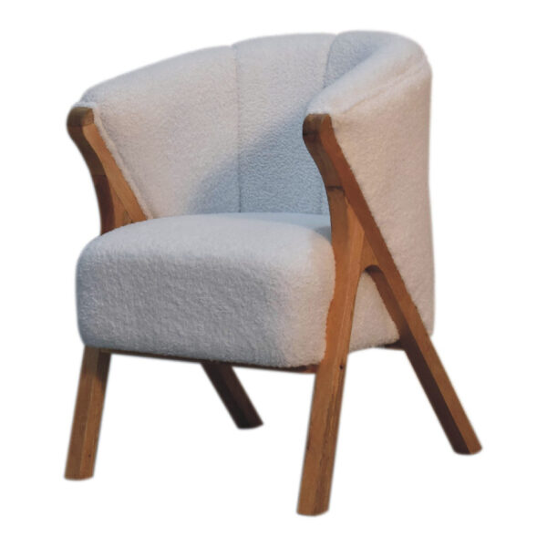 Levzu White Boucle Chair - Image 3