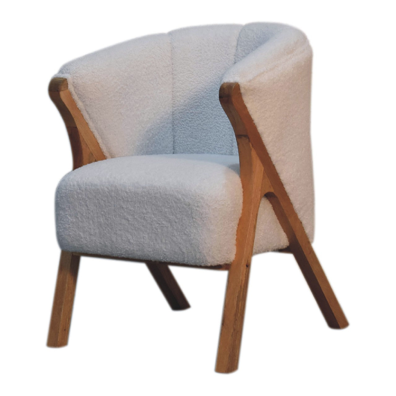 Levzu White Boucle Chair - Image 3